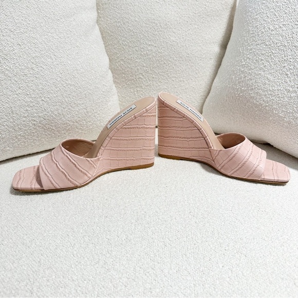 NEW Steve Madden Veles Pale Pink Croc Wedge Sandals sz 8 - Picture 8 of 10